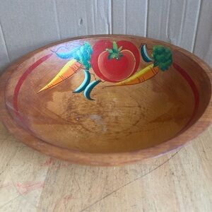 VINTAGE HAND PAINTED WOODEN BOWL